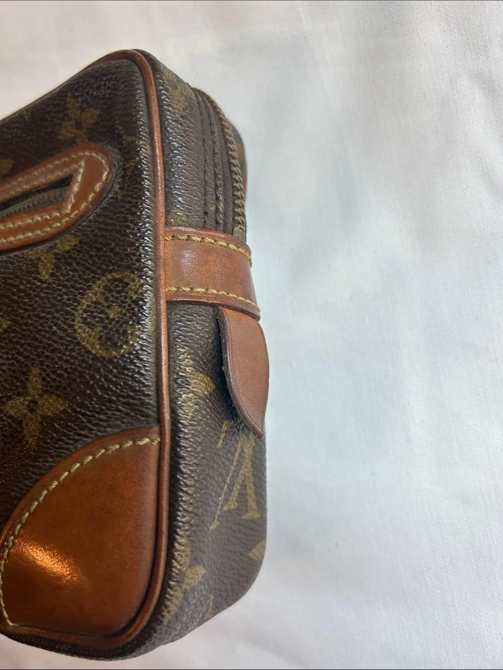Louis Vuitton Monogram Wristlet in Brown and Tan